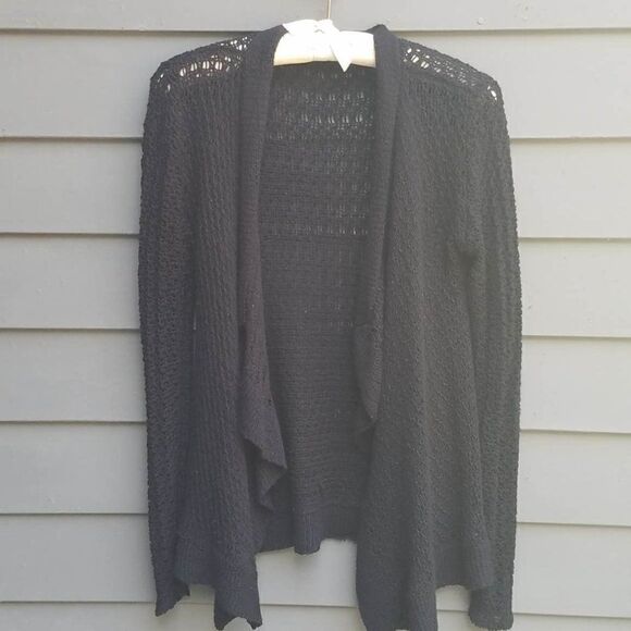 Kiehls Black Crocheted Open Front Sweater Size S?M - Picture 8 of 8